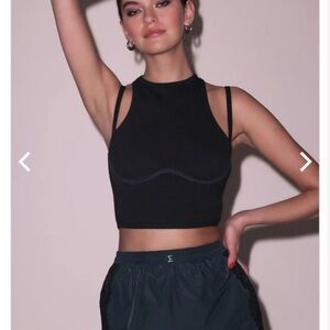 Fleur du Mal Black Ribbed Tank